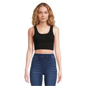 BP | Nordstrom | NWOT Ribbed Cropped Tank Top in Black Size XL